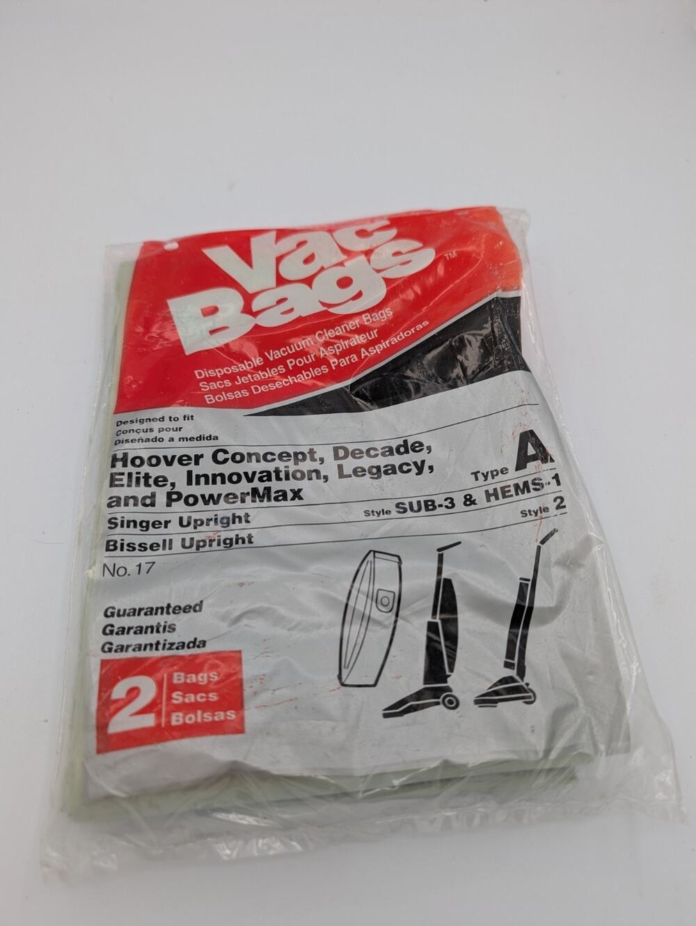 Home Care Upright Vac Vacuum Bags Type A Lot 14 Bags No 17 Style 2 USA NIP